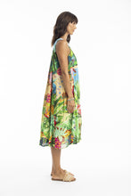 Load image into Gallery viewer, Orientique Skye Ruched Neckline Dress Printed colour side shot
