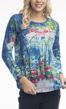 Load image into Gallery viewer, Orientique T-Shirt Contemporary Crew Neck Long Sleeve Happy Place Front Closed up
