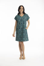 Load image into Gallery viewer, Orientique Tofo Reversible Short Sleeve Dress Printed colour front shot
