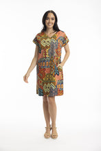 Load image into Gallery viewer, Orientique Tofo Reversible Short Sleeve Dress Printed colour front shot
