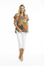 Load image into Gallery viewer, Orientique Tofo Short Sleeve Top Printed colour front shot
