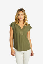 Load image into Gallery viewer, Ping Pong - Helen V-Neck Slinky Top in Khaki colour front shot
