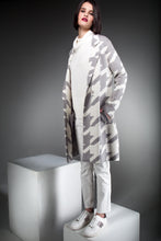 Load image into Gallery viewer, Ping Pong - Houndstooth Coatigan - Grey / Ivory Side View
