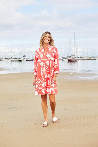 Ping Pong - Moma Button Dress in Honey Ivory olour front shot