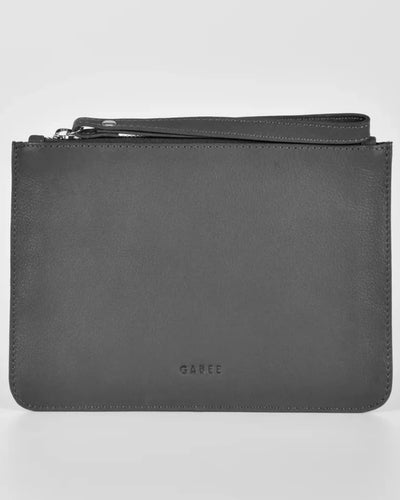 Queens Leather Pouch in Grey colour