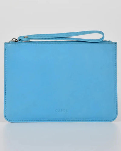 Queens Leather Pouch in Sky colour