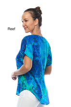 Load image into Gallery viewer, Claire Powell V Neck Short Sleeve Modal Top Reef Color Side View
