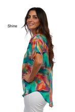 Load image into Gallery viewer, Claire Powell V Neck Short Sleeve Modal Top Shine Color Side View
