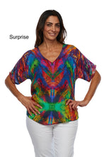 Load image into Gallery viewer, Claire Powell V Neck Short Sleeve Modal Top Surprise Color Front View
