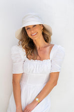 Load image into Gallery viewer, Tabitha Wide Brim Linen Hat in Ivory colour
