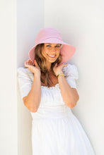 Load image into Gallery viewer, Tabitha Wide Brim Linen Hat in Pink colour
