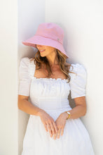 Load image into Gallery viewer, Tabitha Wide Brim Linen Hat in Pink colour
