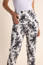 Load image into Gallery viewer, Two-T&#39;s - 7/8 Leaf Print Pull On Pant in Black/White colour front shot
