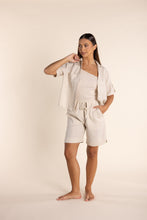 Load image into Gallery viewer, Two-T&#39;s - Linen S/S Shacket in Natural colour front shot
