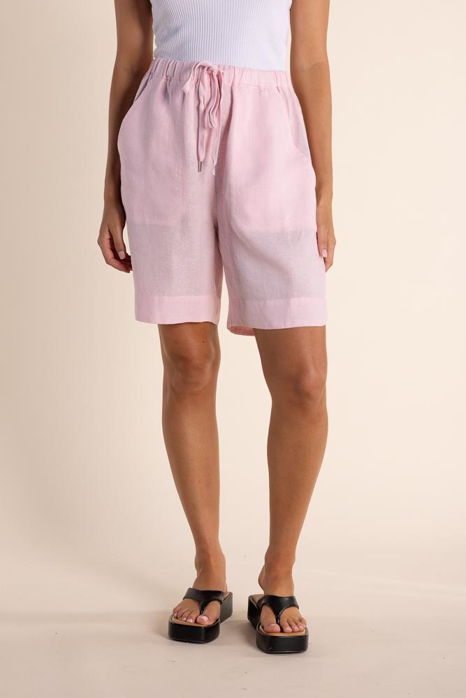 Two-T's - Linen Short in Pink Rose colour front shot