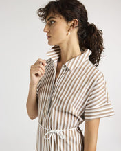 Load image into Gallery viewer, Yarra Trail - Ari Dress in Toffee/White colour side shot
