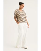 Load image into Gallery viewer, Yarra Trail - Carbon Stripe - Camel Marle/ Navy colour side shot
