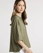 Load image into Gallery viewer, Yarra Trail - Wrap Hem Top in Moss colour side shot
